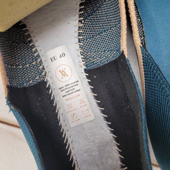 Vivaia Vienna pointy knit flats slip on marine blue V cut - Picture 7 of 8